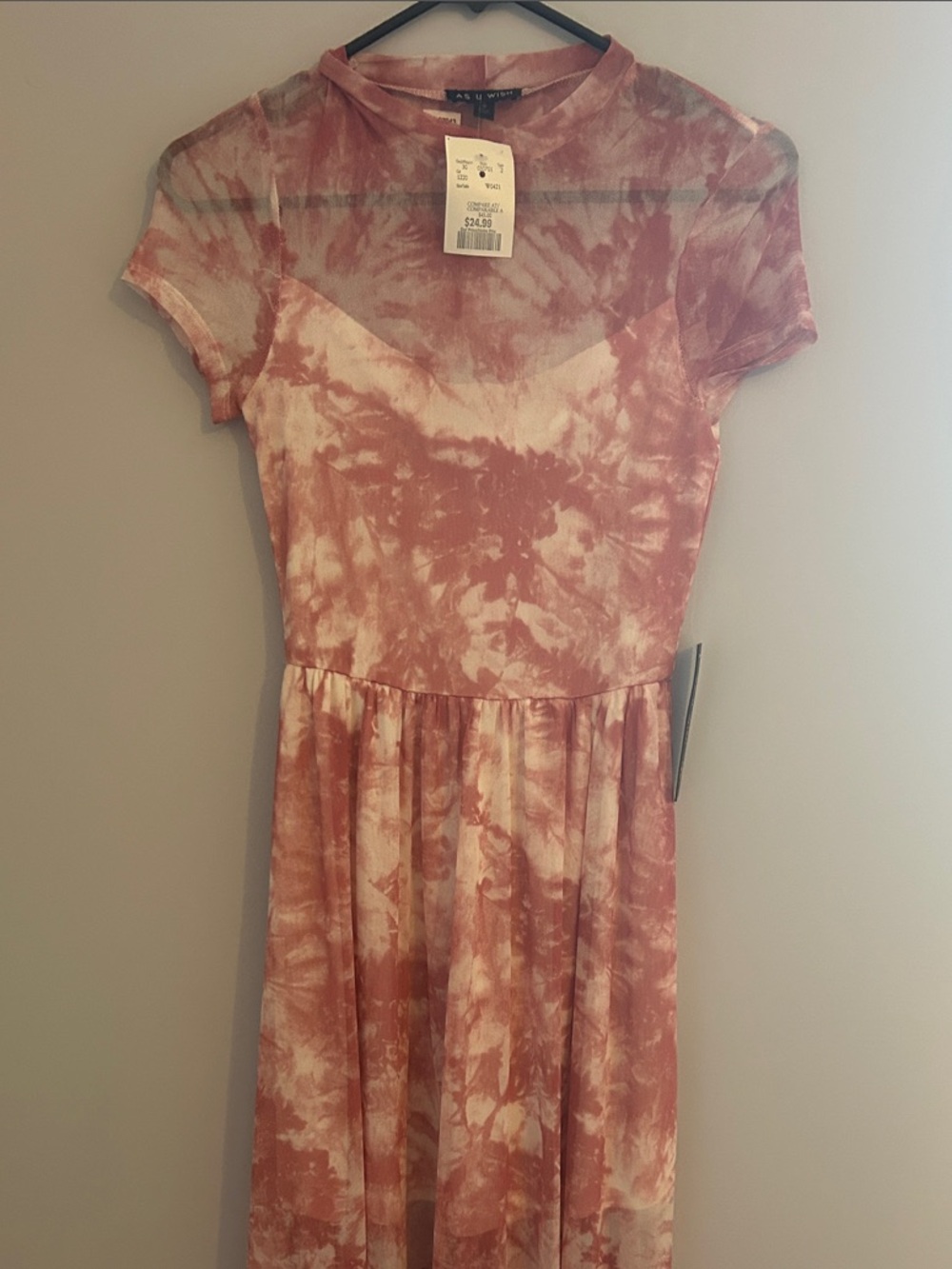 As U Wish Rose and Cream Tie-Dye Maxi Dress